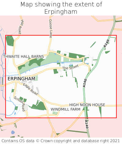 Map showing extent of Erpingham as bounding box