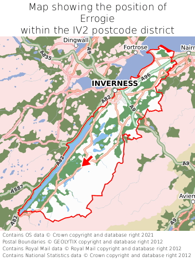 Map showing location of Errogie within IV2