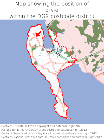 Map showing location of Ervie within DG9