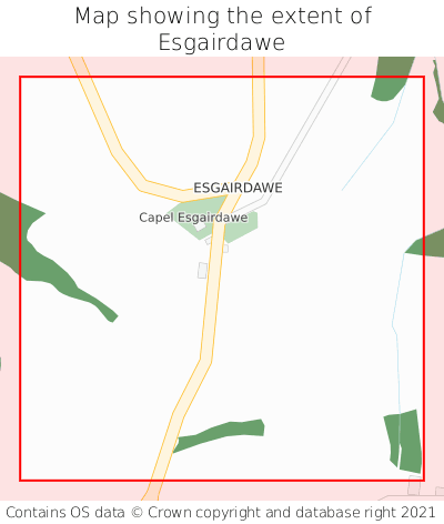 Map showing extent of Esgairdawe as bounding box