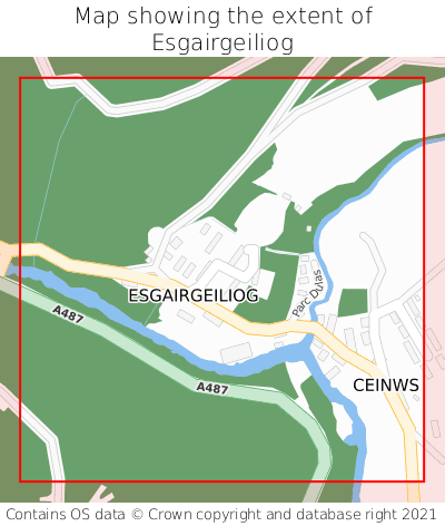 Map showing extent of Esgairgeiliog as bounding box