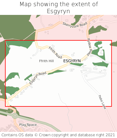 Map showing extent of Esgyryn as bounding box