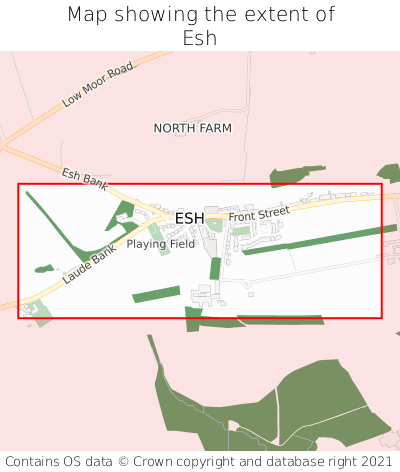 Map showing extent of Esh as bounding box
