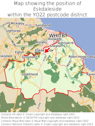 Map showing location of Eskdaleside within YO22
