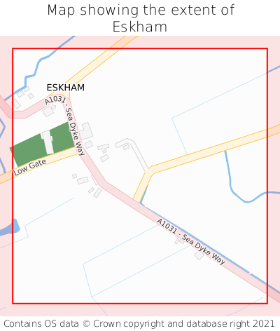 Map showing extent of Eskham as bounding box