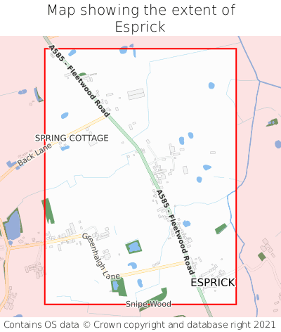 Map showing extent of Esprick as bounding box