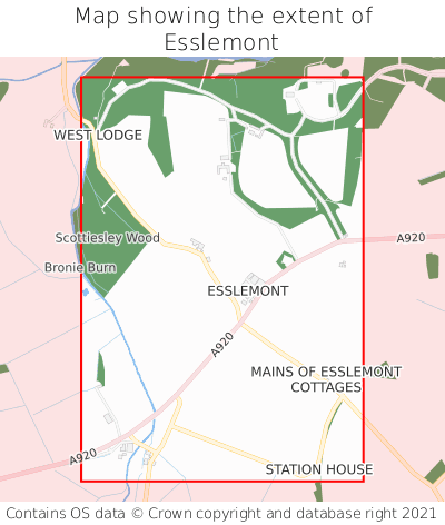 Map showing extent of Esslemont as bounding box