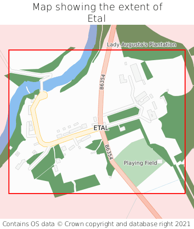 Map showing extent of Etal as bounding box