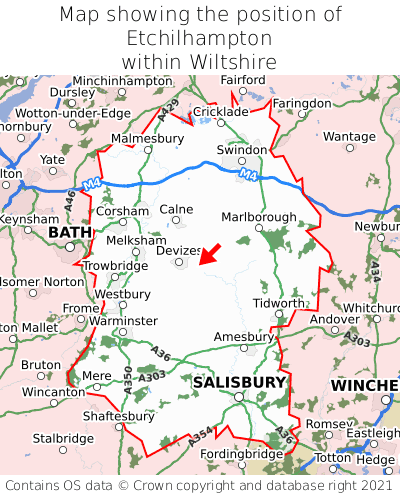 Map showing location of Etchilhampton within Wiltshire