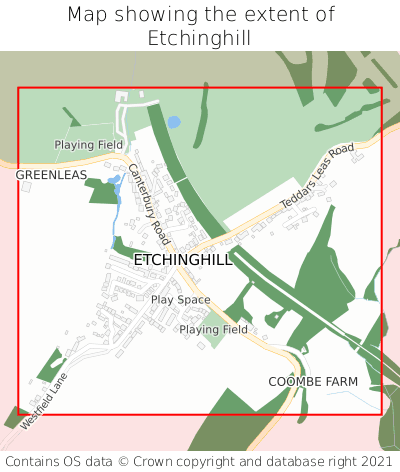 Map showing extent of Etchinghill as bounding box