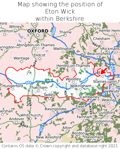 Map showing location of Eton Wick within Berkshire