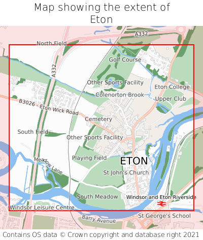 Map showing extent of Eton as bounding box