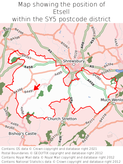 Map showing location of Etsell within SY5