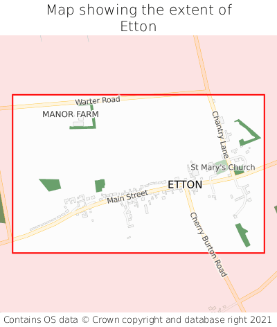 Map showing extent of Etton as bounding box