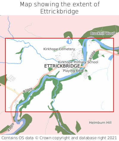 Map showing extent of Ettrickbridge as bounding box