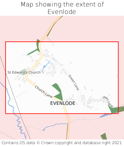 Map showing extent of Evenlode as bounding box