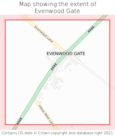 Map showing extent of Evenwood Gate as bounding box