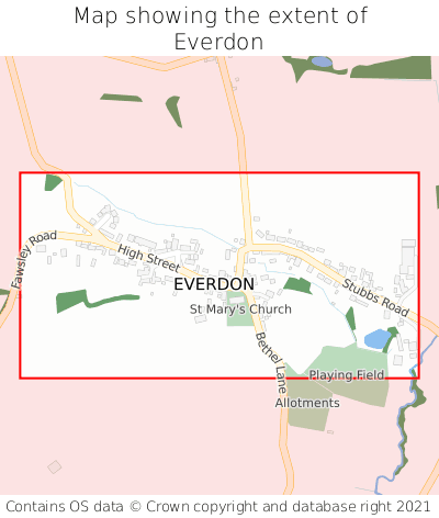 Map showing extent of Everdon as bounding box