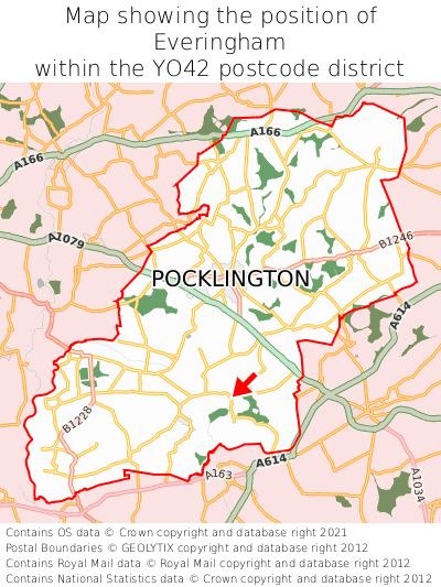 Map showing location of Everingham within YO42