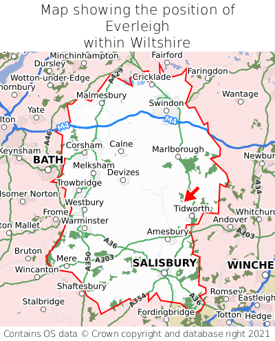 Map showing location of Everleigh within Wiltshire