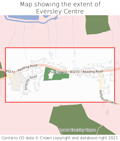 Map showing extent of Eversley Centre as bounding box