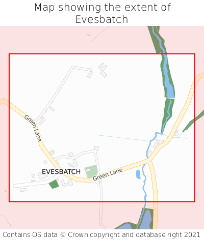 Map showing extent of Evesbatch as bounding box