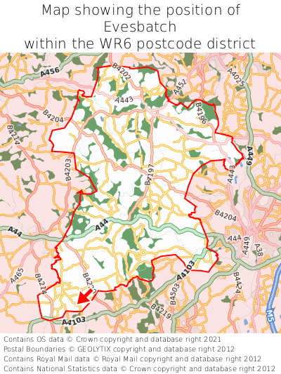 Map showing location of Evesbatch within WR6