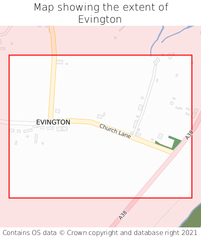 Map showing extent of Evington as bounding box
