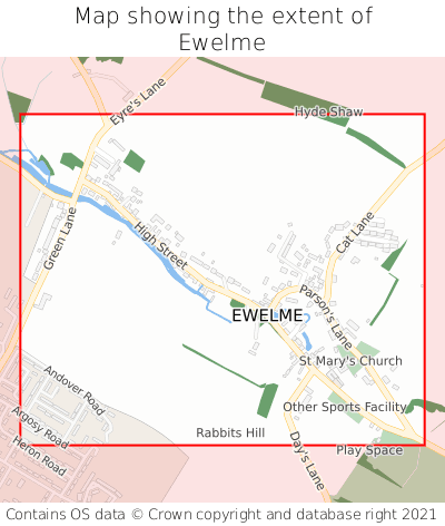 Map showing extent of Ewelme as bounding box