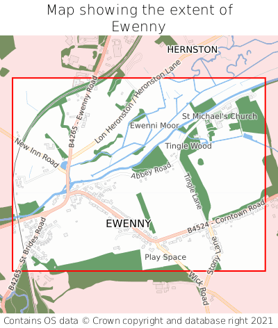 Map showing extent of Ewenny as bounding box