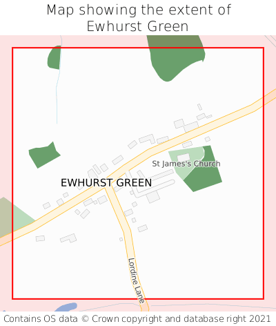 Map showing extent of Ewhurst Green as bounding box