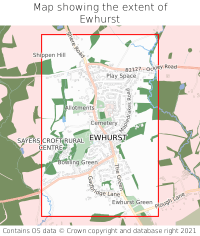 Map showing extent of Ewhurst as bounding box