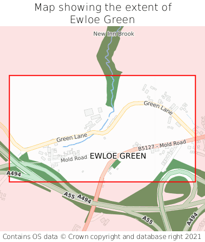 Map showing extent of Ewloe Green as bounding box