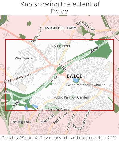 Map showing extent of Ewloe as bounding box
