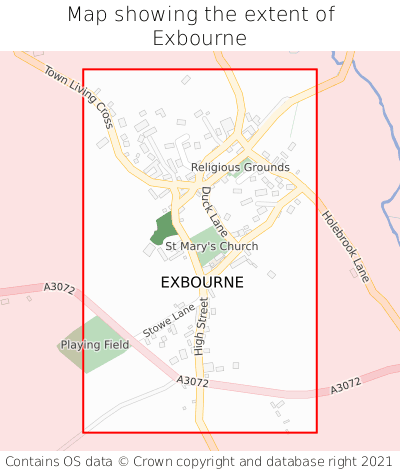 Map showing extent of Exbourne as bounding box