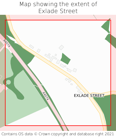 Map showing extent of Exlade Street as bounding box