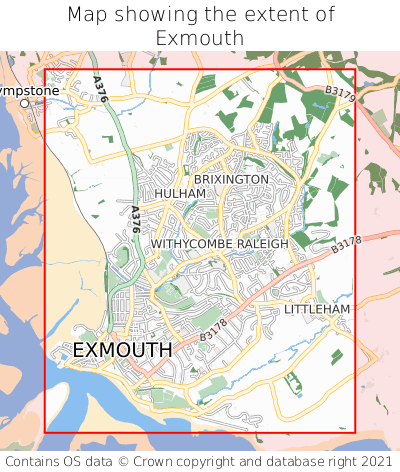Map showing extent of Exmouth as bounding box