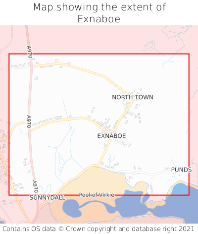 Map showing extent of Exnaboe as bounding box