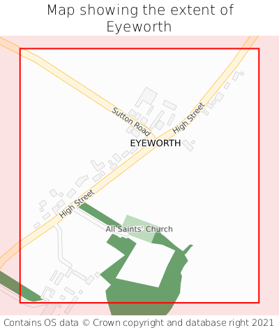 Map showing extent of Eyeworth as bounding box
