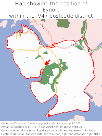 Map showing location of Eynort within IV47