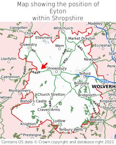 Map showing location of Eyton within Shropshire