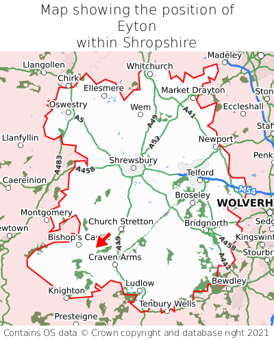 Map showing location of Eyton within Shropshire