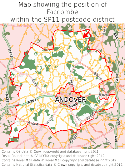 Map showing location of Faccombe within SP11