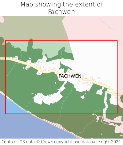 Map showing extent of Fachwen as bounding box