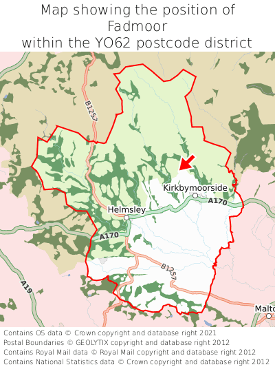 Map showing location of Fadmoor within YO62