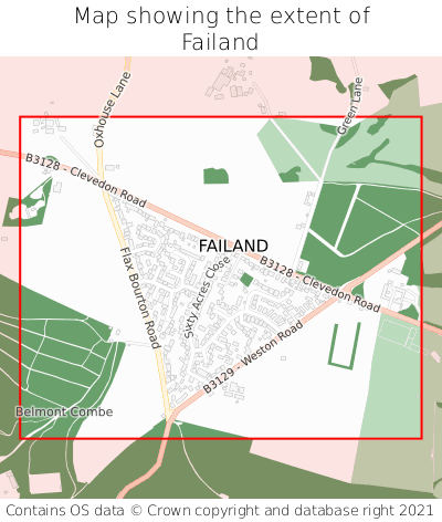 Map showing extent of Failand as bounding box