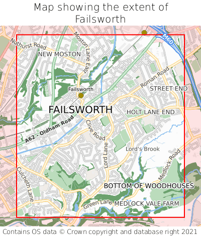 Map showing extent of Failsworth as bounding box
