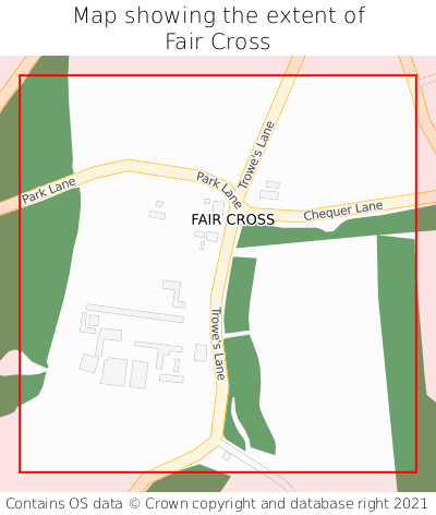 Map showing extent of Fair Cross as bounding box