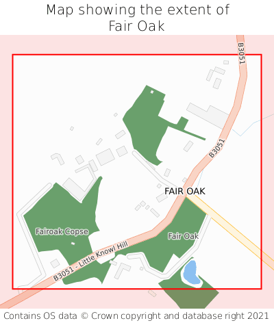 Map showing extent of Fair Oak as bounding box