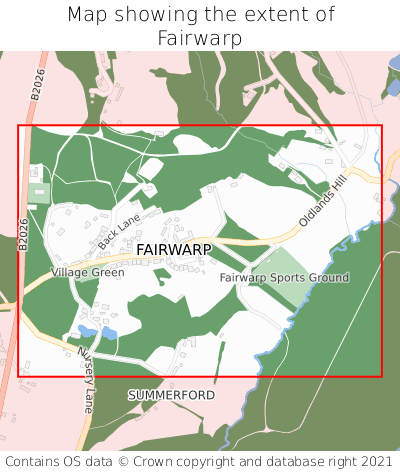 Map showing extent of Fairwarp as bounding box